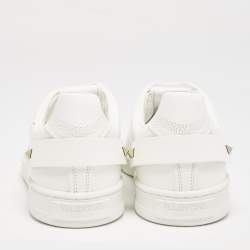 Pre Owned Valentino White Leather Bianco Backnet Low Top Sneakers Size 39.5