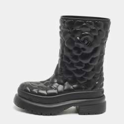 Valentino Black Rubber Atelier 03 Rose Edition Rain Boots Size 37
