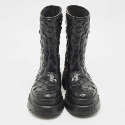 Valentino Black Rubber Atelier 03 Rose Edition Rain Boots Size 37