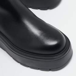 مملوكة مسبقًا Valentino Black Leather Uniqueform Knee Length Boots Size 37.5