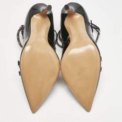 Valentino Black/Pink Patent and Leather Grommet Studded Love Latch Pumps Size 37