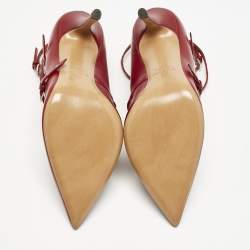 Pre Owned Valentino Red/Beige Leather Love Latch Pumps Size 38