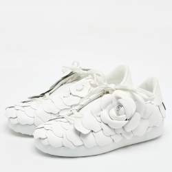 Valentino White Leather Atelier 03 Rose Edition Low Top Sneakers Size 36