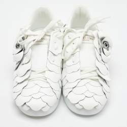 Valentino White Leather Atelier 03 Rose Edition Low Top Sneakers Size 36