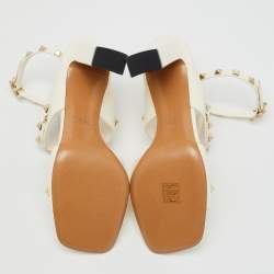 Valentino Ivory Leather Rockstud Ankle Strap Sandals Size 38