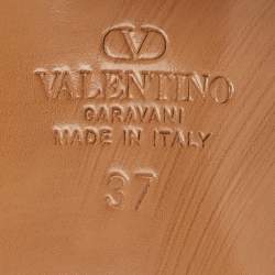 Pre Owned Valentino Black Leather VLogo Mule Sandals Size 37