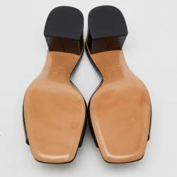 Pre Owned Valentino Black Leather VLogo Mule Sandals Size 37