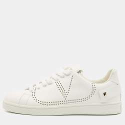 Valentino White Leather Rockstud Sneakers Size 39.5