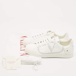Valentino White Leather Rockstud Sneakers Size 39.5
