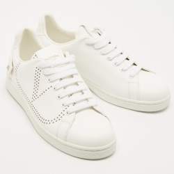 Valentino White Leather Rockstud Sneakers Size 39.5