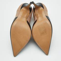 Pre Owned Valentino Beige/Black Leather and Knit Fabric Rockstud Ankle Length Boots Size 37