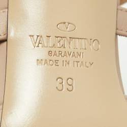 Pre Owned Valentino Black/Dusty Pink Leather Rockstud Mules Size 39