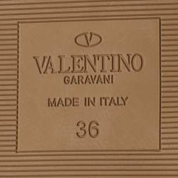 Pre Owned Valentino Gold Leather The Rope  Ankle Wrap Flat Sandals Size 36