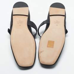 Pre Owned Valentino Black Satin VLogo Mary Jane Ballet Flats Size 38