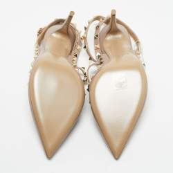 Pre Owned Valentino Pink Leather Rockstud Caged Pumps Size 40