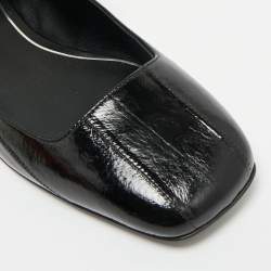 Pre Owned Valentino Black Eel Leather VLogo Locker Mary Jane Ballet Flats Size 39