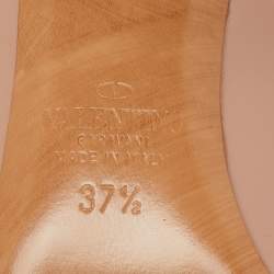 Pre Owned Valentino Beige Patent Leather TipToe Ankle Strap Pumps Size 37.5