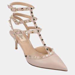 Pre Owned Valentino Rockstud EU 36 Beige Calfskin Leather Pumps