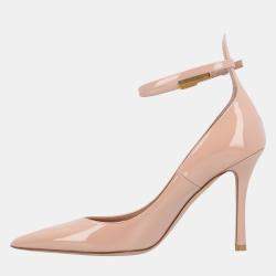 Pre Owned Valentino Tan-Go Patent Leather EU 36 Nude Leather Pump 100mm