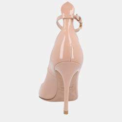 Pre Owned Valentino Tan-Go Patent Leather EU 36 Nude Leather Pump 100mm
