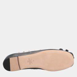Pre Owned Valentino Rockstud Ballet EU 38 Black Lambskin Flats
