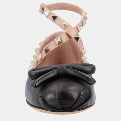 Pre Owned Valentino Rockstud Ballet EU 38 Black Lambskin Flats