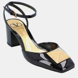 Pre Owned Valentino One Stud EU 38 Black Leather Pumps