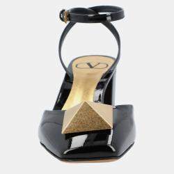 Pre Owned Valentino One Stud EU 38 Black Leather Pumps