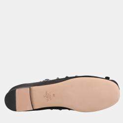Pre Owned Valentino Rockstud EU 37 Black Satin Ballerinas