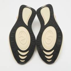 Pre Owned Valentino Multicolor Knit Fabric and Leather Easy Knot Lace Up Sneakers Size 39