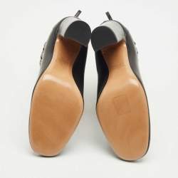 Pre Owned Valentino Black Leather Chain Link Ankle Length Boots Size 41