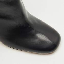 Pre Owned Valentino Black Leather Chain Link Ankle Length Boots Size 41