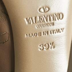Pre Owned Valentino Beige Laser Cut Leather Platform Ankle Booties Size 39.5