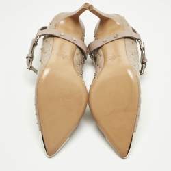 Pre Owned Valentino Dusty Pink Quilted Leather Rockstud Mary Jane Pumps Size 39