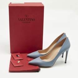 Pre Owned Valentino Blue Leather Rockstud Pumps Size 40