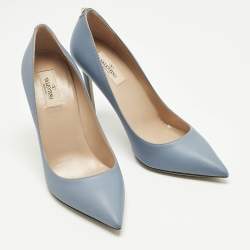Pre Owned Valentino Blue Leather Rockstud Pumps Size 40