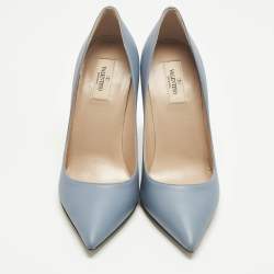Pre Owned Valentino Blue Leather Rockstud Pumps Size 40