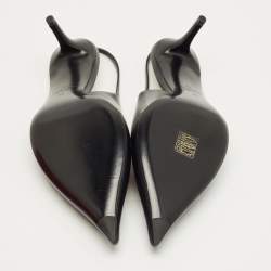Pre Owned Valentino Black Leather The Bold Edition VLogo Slingback Pumps Size 38
