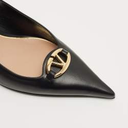 Pre Owned Valentino Black Leather The Bold Edition VLogo Slingback Pumps Size 38