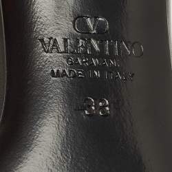 Pre Owned Valentino Black Leather The Bold Edition VLogo Slingback Pumps Size 38