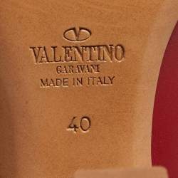 Pre Owned Valentino Red Leather Knee Length Boots Size 40