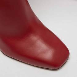Pre Owned Valentino Red Leather Knee Length Boots Size 40