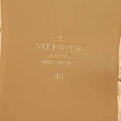 Pre Owned Valentino Black Leather VLogo Espadrille Slides Size 41