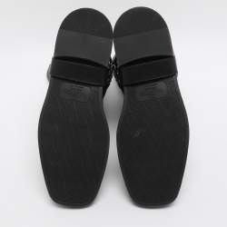 Pre Owned Valentino VLogo Size 40 Black Leather Ankle Length Boots