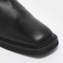 Pre Owned Valentino VLogo Size 40 Black Leather Ankle Length Boots