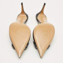 Pre Owned حذاء مولز فالنتينو مقدمة مدببة مميز حرف الشعار في جلد لامع وردي فاتح مقاس 37.5