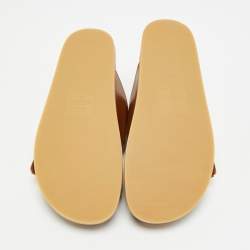 مملوكة مسبقًا Valentino One Stud Size 39 Brown Leather Slide Sandals