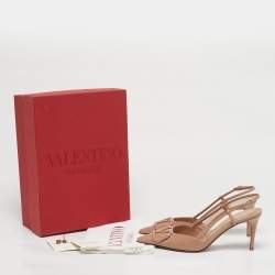 مملوكة مسبقًا حذاء كعب عالي فالنتينو بيج لامع هروب بشعار V مقاس 38