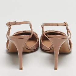 مملوكة مسبقًا حذاء كعب عالي فالنتينو بيج لامع هروب بشعار V مقاس 38