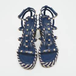 مملوكة مسبقًا صندل بكعب مرتفع فالنتينو جلد كريمي روكستد مقاس 38